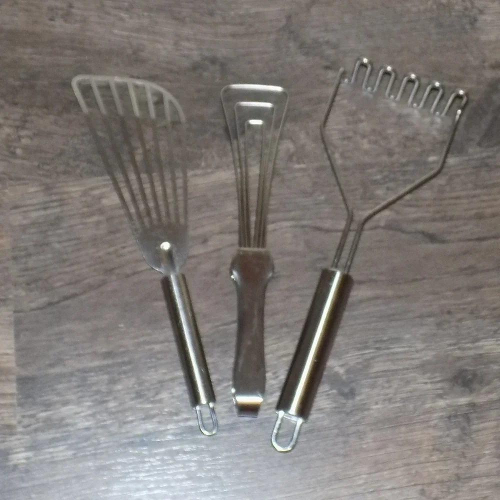 Kuhn Rikon Kitchen Tool Set Stainless Spatula Masher Tongs